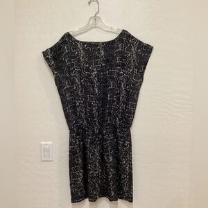 Dark navy blue/white print drawstring dress